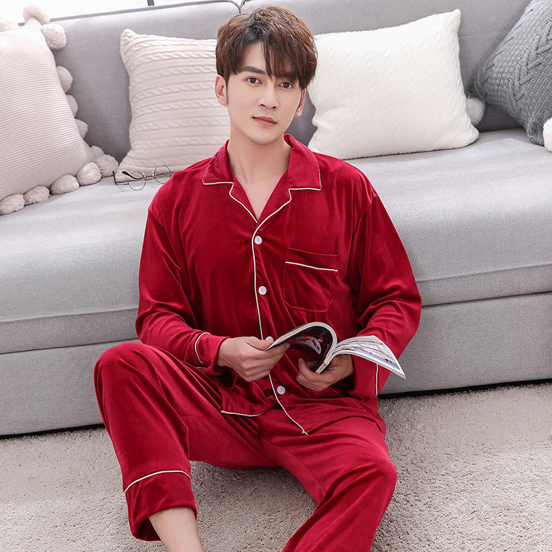 BZEL New Couple Pajama Set Velvet Pijamas Long Sleeve Sleepwear His-and-her Home Suit Pyjama For Lover Man Woman Lovers' Clothes