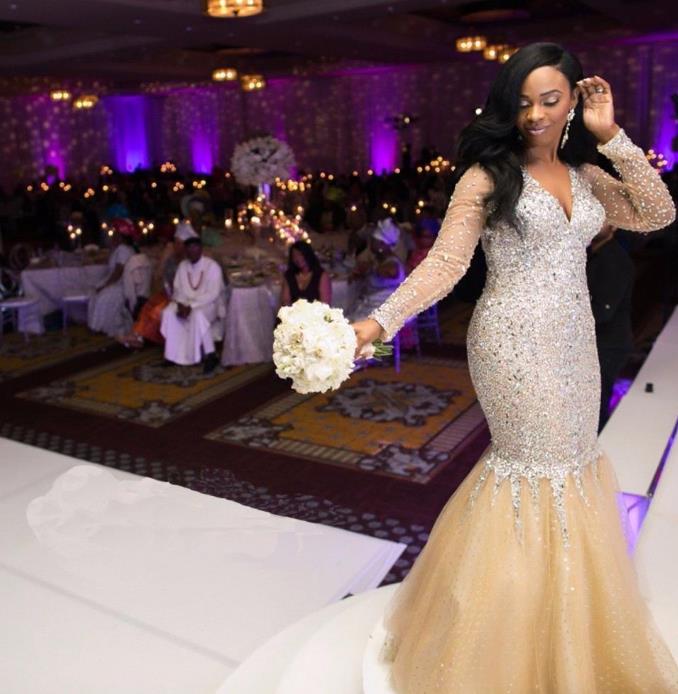 Plus Size Mermaid Prom Dresses V Neck Long Sleeves Crystal Formal Evening Dresses Beaded African Pageant Party Gowns Custom 2019