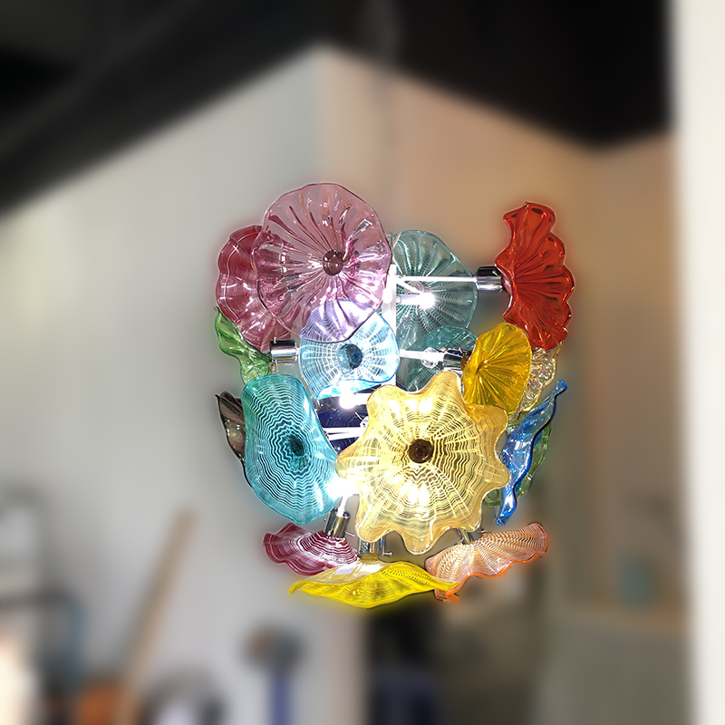 Chandelier Light Style Murano Glass Plates Pendant Lamps Multi-Color LED Blown Glass Chandelier Lighting for Living Room