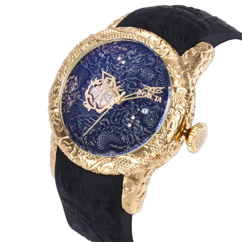 Big size Chinese dragon style Quality invicta Rubber strap Mens Watches Quartz Wristwatches relogies for men relojes Best Gift
Big size Chinese dragon style Quality invicta Rubber strap Mens Watches Quartz Wristwatches relogies for men relojes Best Gift