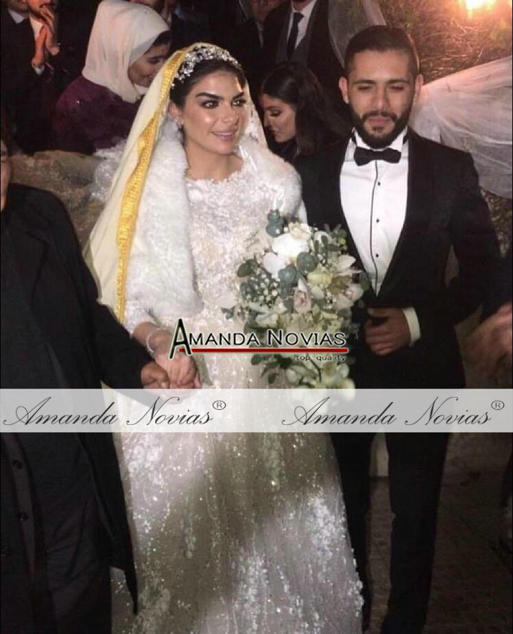 Chamagne D wers Ball Wedding Dresses Muslim Long Sleeves Open Back Plus Size Bridal Gown Real Pictures BC