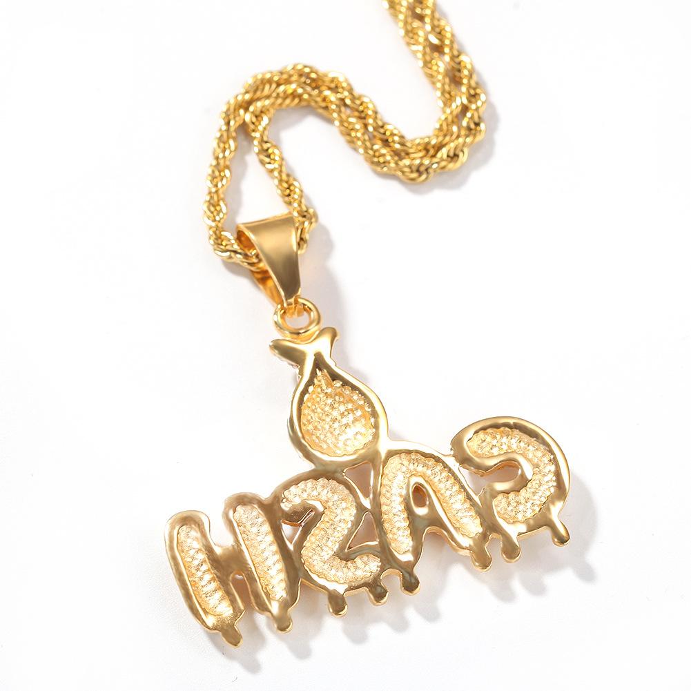 New guys Gold Stainless Steel Bling Diamond US Dollar Sign Money Cash Letters Pedant Necklace Hip Hop Rapper Club Jewelry Gifts for Men
