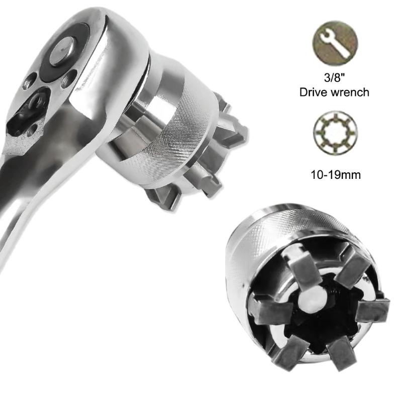 3/8 Inch Universal Wrench Head Socket Set with Ratchet Adapter Adjustable Hex Socket Torque 10-19Mm Spanner Sleeve Repair Tools
3/8 Inch Universal Wrench Head Socket Set with Ratchet Adapter Adjustable Hex Socket Torque 10-19Mm Spanner Sleeve Repair Tools