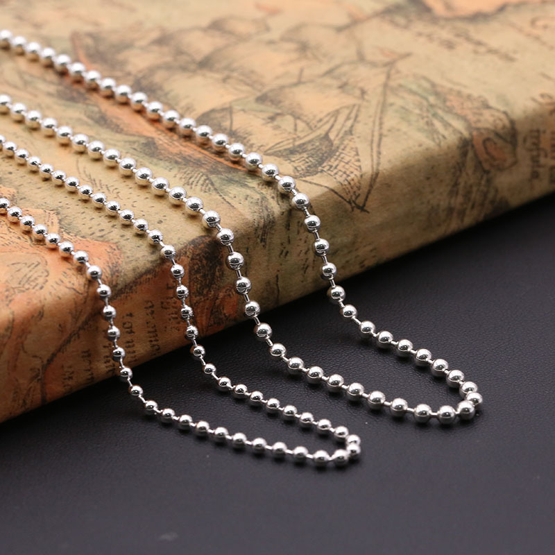 925 sterling silver handmade jewelry antique silver American European designer ball chain necklace all-match for men & women nice gift
