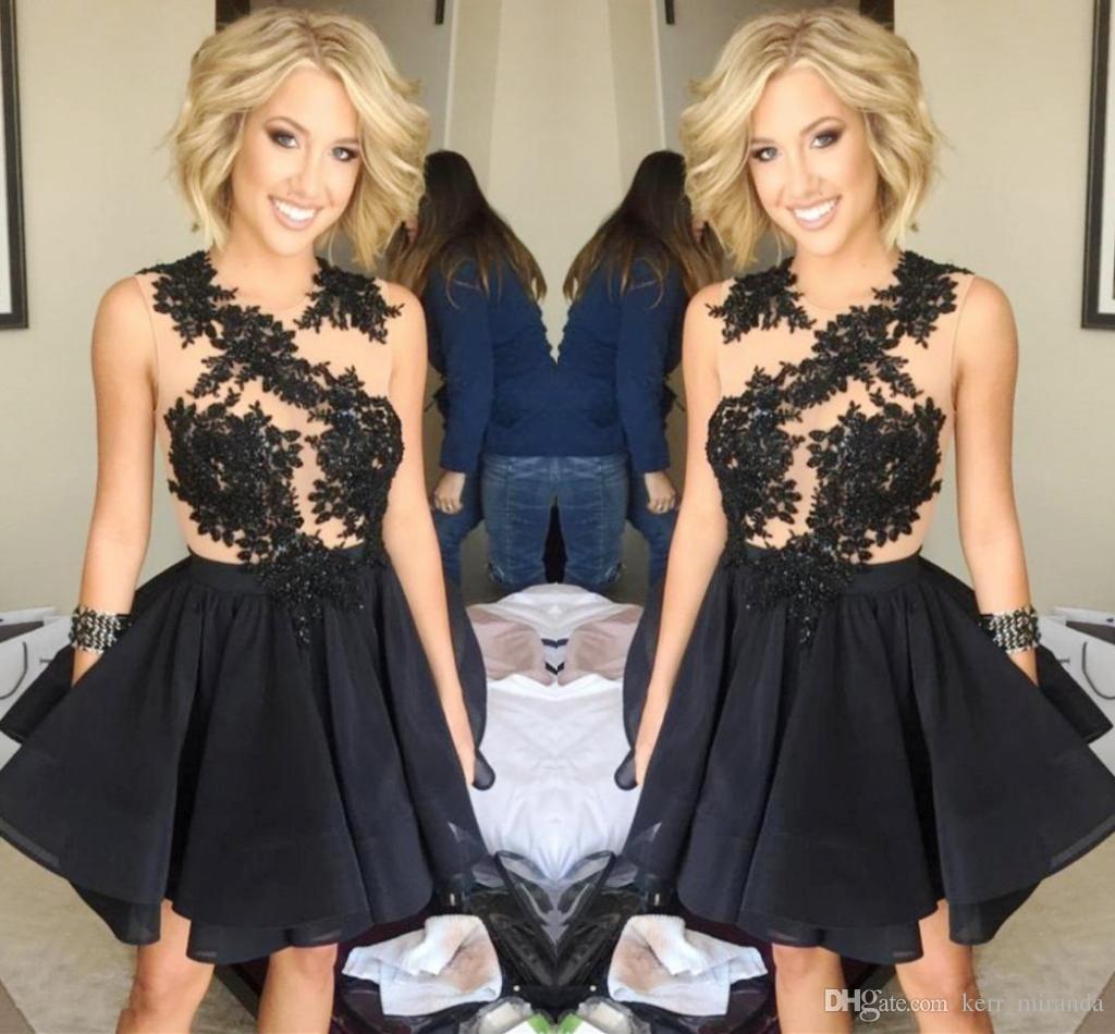 2020 Black Homecoming Dresses Back Lace Applique Knee Length Prom Dresses Crew Sleeveless Short Formal Party Dresses, White
2020 Black Homecoming Dresses Back Lace Applique Knee Length Prom Dresses Crew Sleeveless Short Formal Party Dresses, White