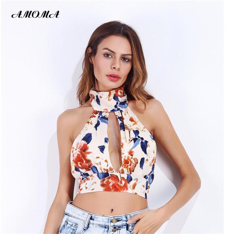 AMOMA Summer Beach High Neck Backless Sleeveless Camics Tank Top Turtleneck Back Tie High Waist Floral Print Vest, Blue
AMOMA Summer Beach High Neck Backless Sleeveless Camics Tank Top Turtleneck Back Tie High Waist Floral Print Vest, Blue