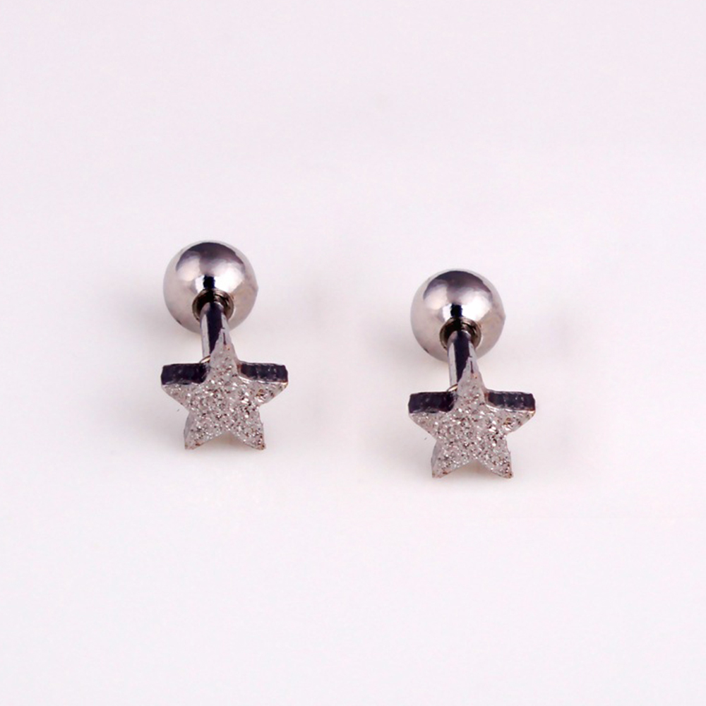 Scrub Star Screwback Stud Earrings Jewelry Stainless Steel Gold Plated Ear Bone Nail Earrings for Women Girl Safe Sleeping Without Picking