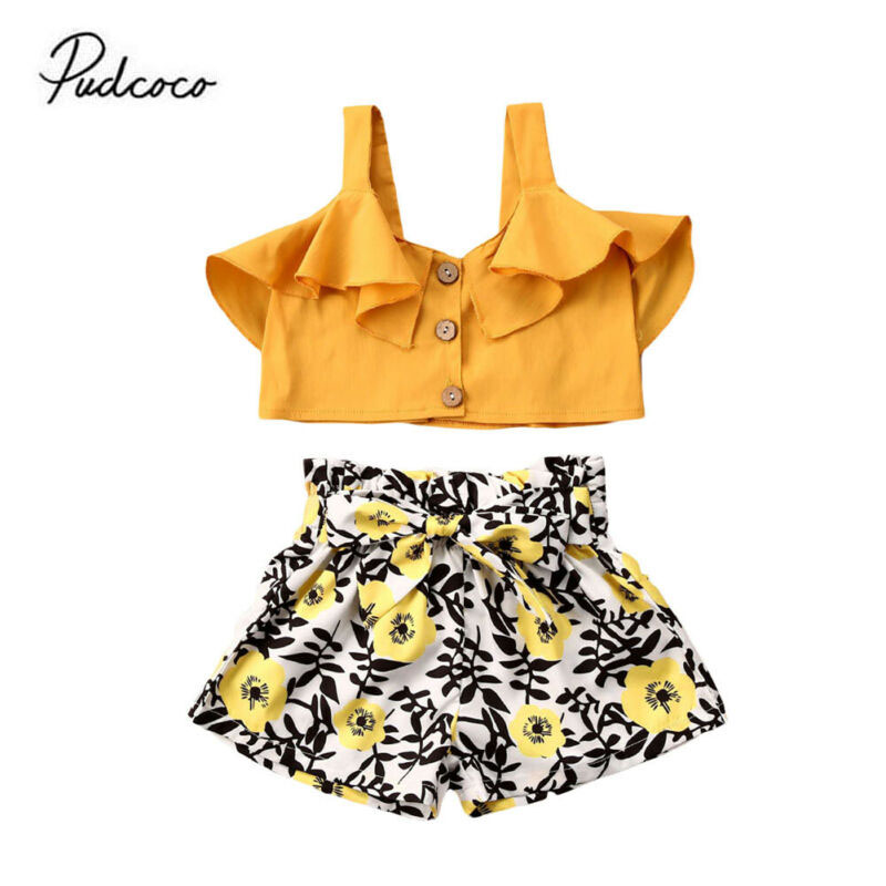 2020 Summer Kids Baby Girl Clothes 1-6Y Ruffle Sleeveless Crop Tops+Floral Shorts Outfits 2pcs Toddler Clothing Set, As pic
2020 Summer Kids Baby Girl Clothes 1-6Y Ruffle Sleeveless Crop Tops+Floral Shorts Outfits 2pcs Toddler Clothing Set, As pic