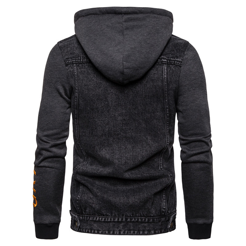 The new cross-border trade men' casual denim jacket sleeve stitching Slim motorcycle jacket hooded jacket denim shirt, Black
The new cross-border trade men' casual denim jacket sleeve stitching Slim motorcycle jacket hooded jacket denim shirt, Black