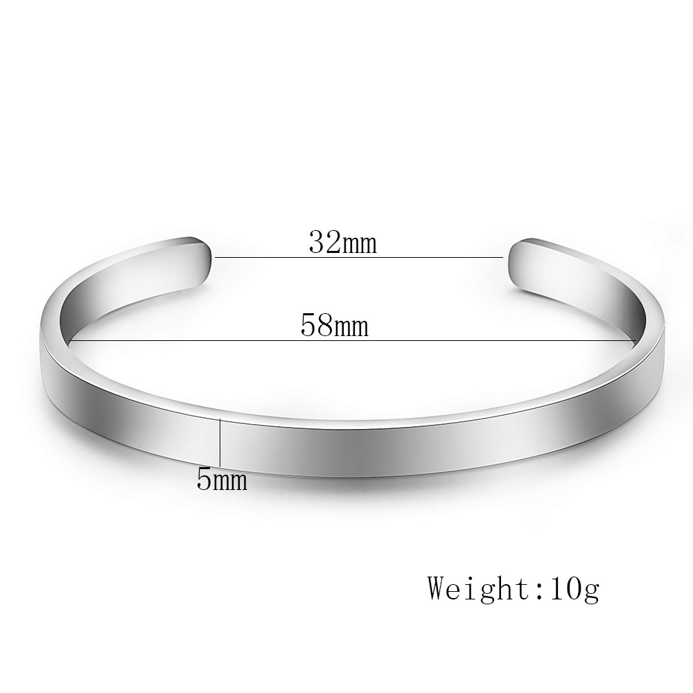New PersonalizedStainless Steel Gold Silver Black Womens Blank Open Cuff Bangle Bracelet 5mm *15 .5cm Thin Wristband Lover Gifts Wholesale