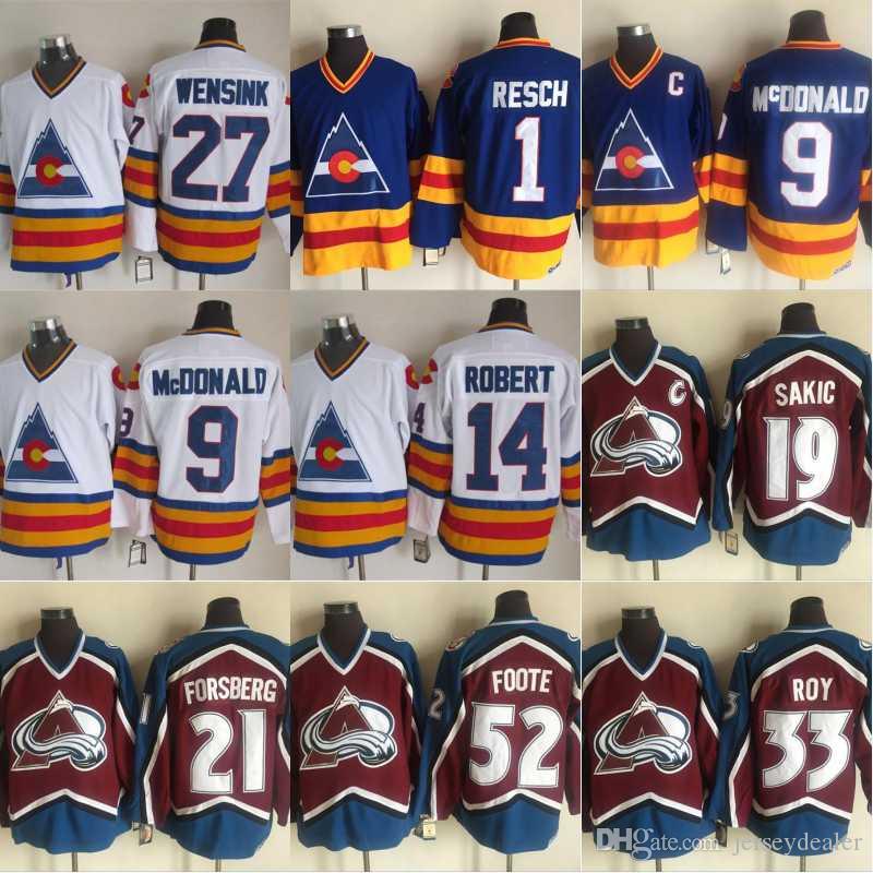 Men Colorado Avalanche 19 Joe Sakic 21 Peter Forsberg 33 Patrick Roy 52 Adam Foote 27 John Wensink 9 Lanny McDONALD Hockey Jerseys, 14 white
Men Colorado Avalanche 19 Joe Sakic 21 Peter Forsberg 33 Patrick Roy 52 Adam Foote 27 John Wensink 9 Lanny McDONALD Hockey Jerseys, 14 white