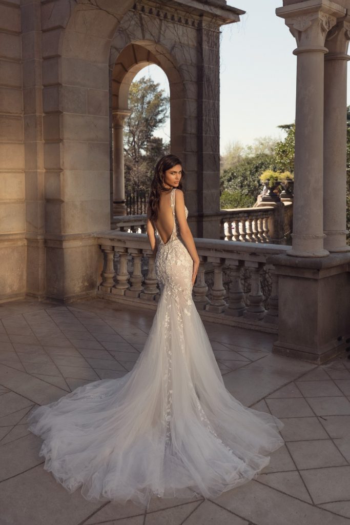 Mermaid Chic Backless Wedding Dresses With Detachable Train Sheer Plunging Neck Beaded Bridal Gowns Sequined Tulle Appliqued Robes De Mari E