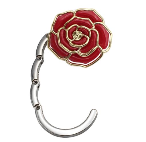 New Zinc alloy Hanger Rose Shape Foldable Bag Purse Hook Portable Rose Table Hook for Bag Creative Multiple Bag Desk Hanger