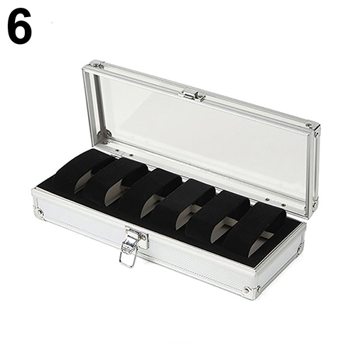 612 Grid Slots watch box convenient light watch winder Jewelry Wrist Watches Case Holder Display Storage Box Aluminium organize