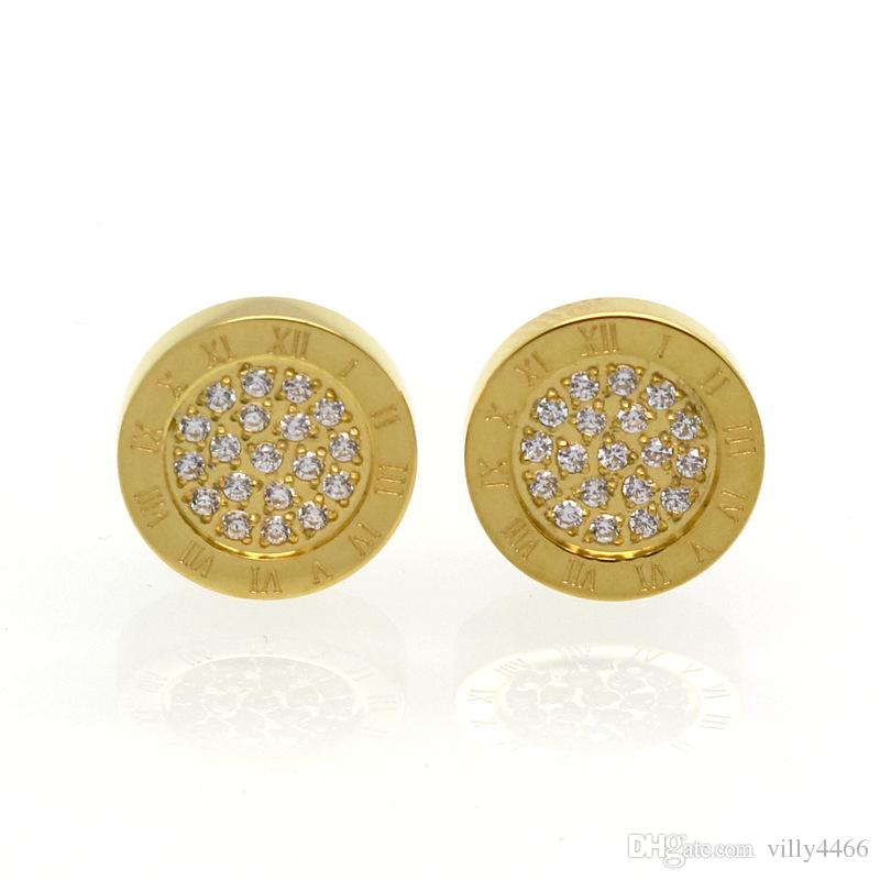 Fashion brand Titanium steel roman Heart Love earrings for woman Men jewelry Gold plated 10MM wide Can as wedding gift