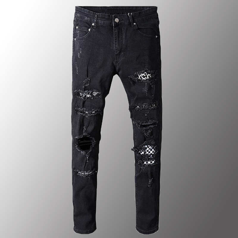 Men's Black White Patch Holes Ripped Jeans Plus Size Slim Fit Skinny Distressed Stretch Denim Pants Fashion Male Jeans
Men's Black White Patch Holes Ripped Jeans Plus Size Slim Fit Skinny Distressed Stretch Denim Pants Fashion Male Jeans