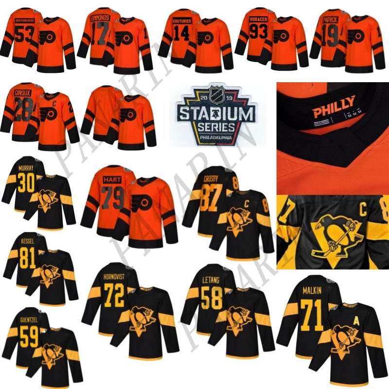 2019 Stadium Series Pittsburgh Penguins Philadelphia Flyers 87 Sidney Crosby 71 Malkin 58 Letang 28 Giroux 79 Hart Breathable Hockey Jerseys, Orange
2019 Stadium Series Pittsburgh Penguins Philadelphia Flyers 87 Sidney Crosby 71 Malkin 58 Letang 28 Giroux 79 Hart Breathable Hockey Jerseys, Orange
