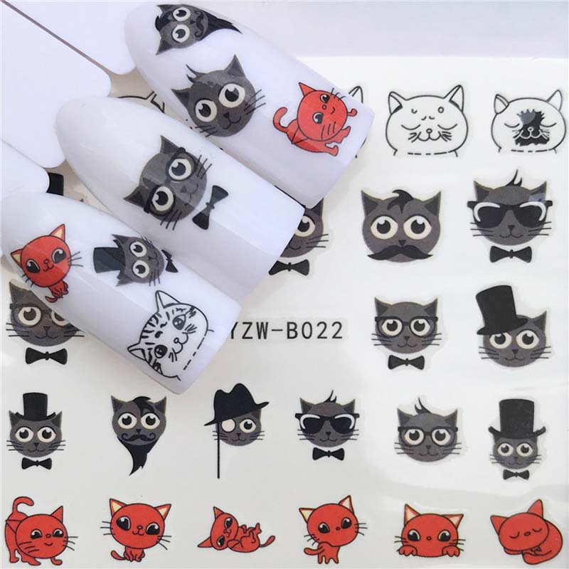 Designs Flowers Nail Sticker for Manicure Nail Art Decoration Cute Animal Bunny Ins Water Transfer Decals Fashion Finger Wraps Tips