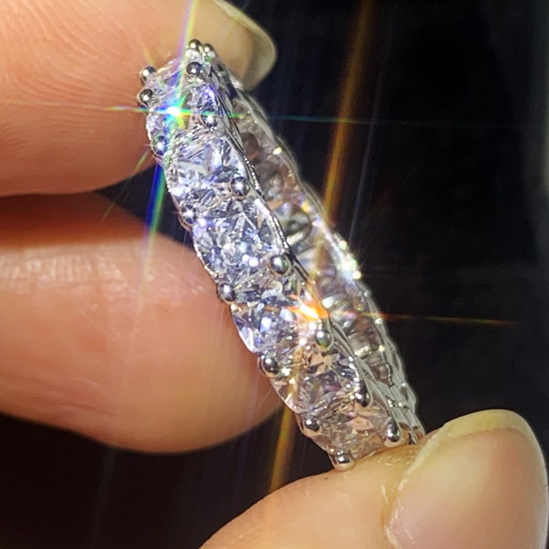 3 Style Top Selling Handmade Fashion Jewelry 925 Sterling Silver Cushion Shape Topaz CZ Diamond Stack Women Popular Wedding Bridal Ring Gift