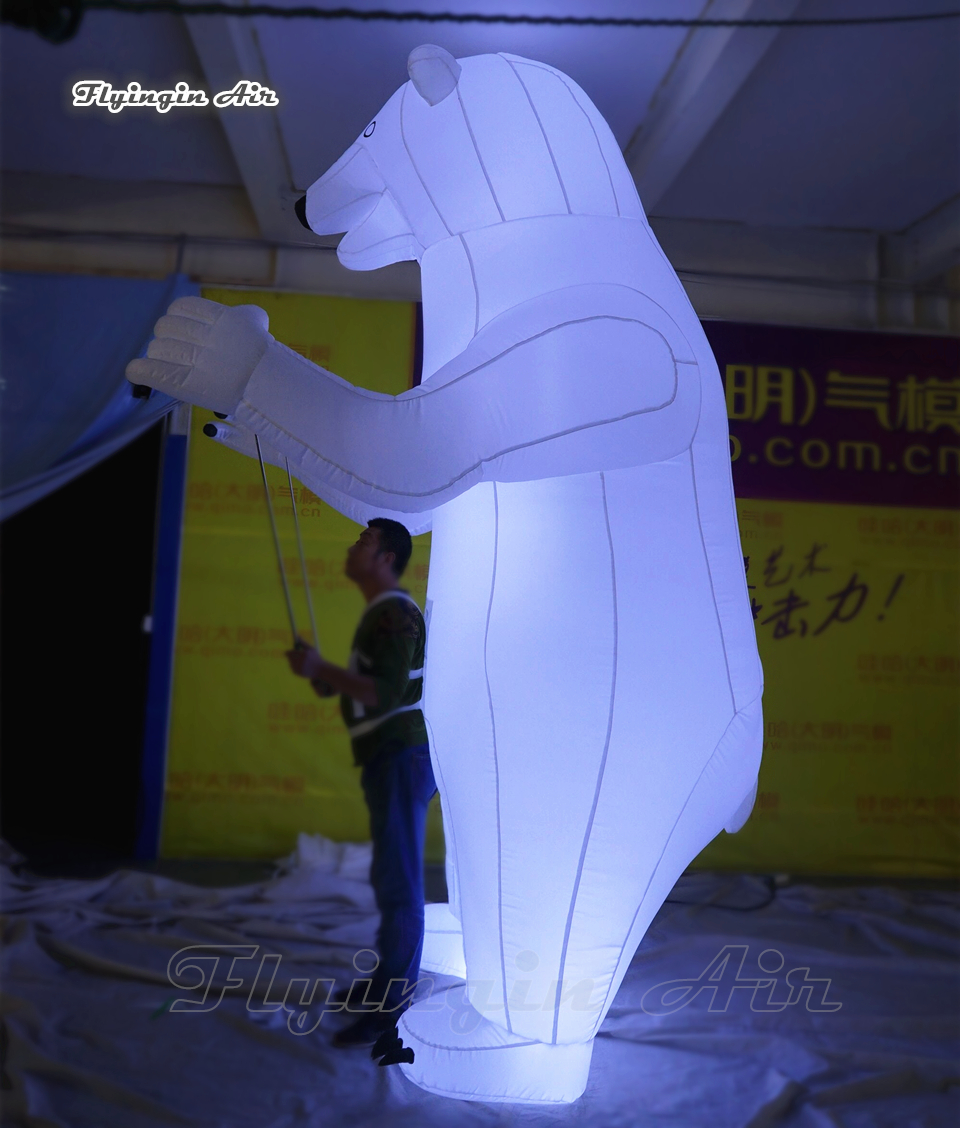 Giant Walking Inflatable Polar Bear Costume 3.5m Funny Finger Controlled Blow Up Animal Mascot White Bear Puppet For Parade Show
