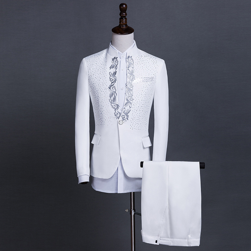 Newest Handsome Mens Designer Suits Appliqued Sequins Damier Check 2-Pieces Gentleman Groom Tuxedos Customized Best Man Business Men Suits