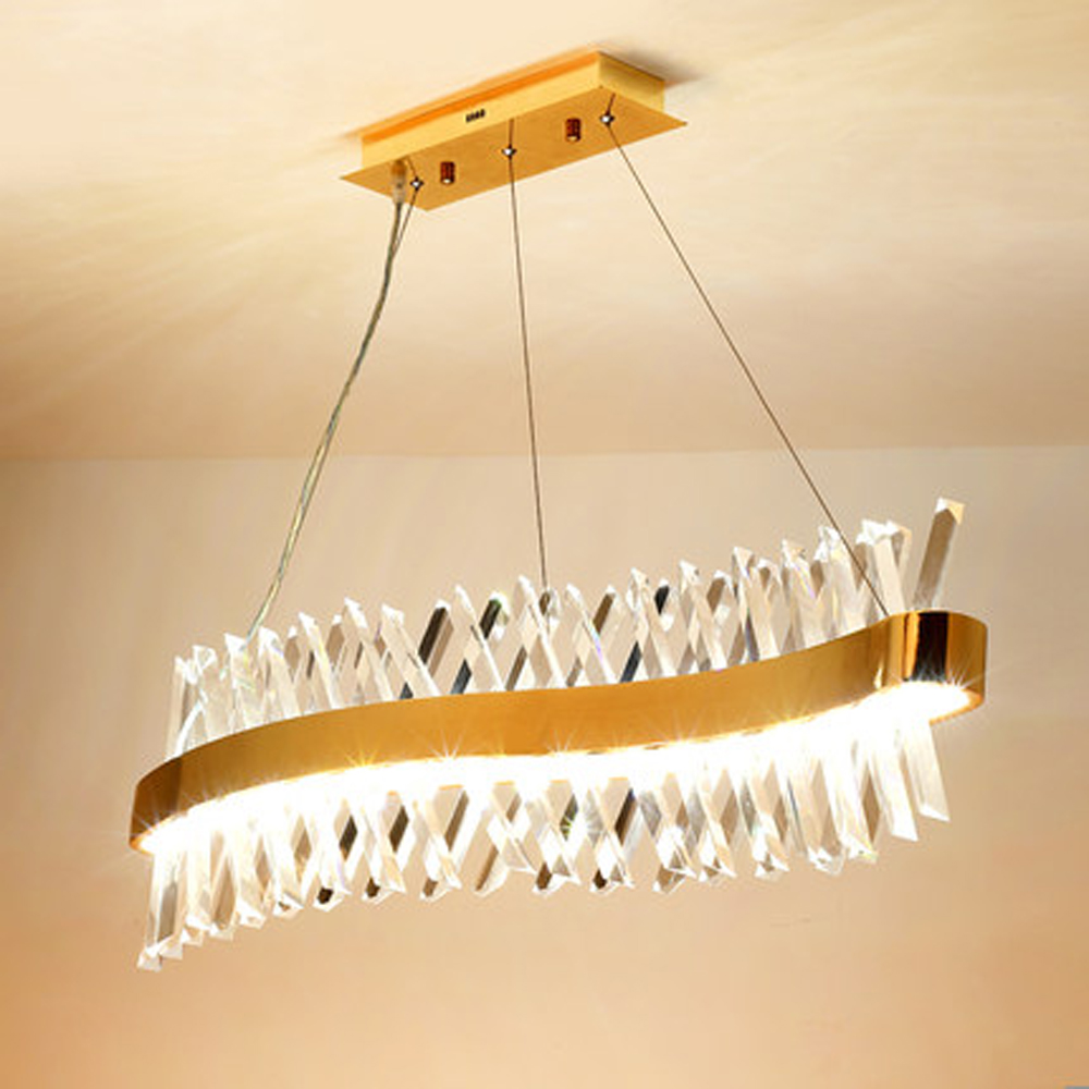 wave design long crystal chandelier LED lamp AC110V 220V lustre cristal kronleuchter home lighting bar lignaria Bar Dining Room Lights Stair