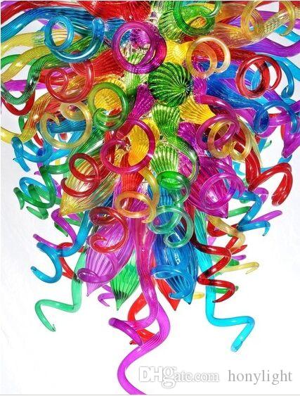 European Baroque Style Chandelier Lighting Good Quality AC 110-240V LED Saving Light Source Colorful Hand Blown Glass Chandelier