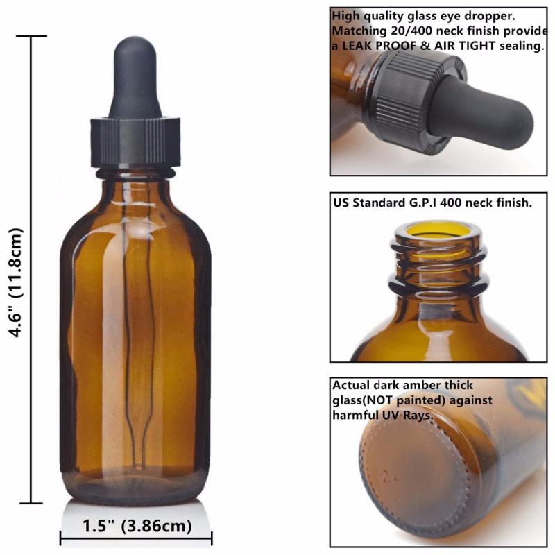 12pcs 60ml Amber Glass Eye Dropper Bottles Empty Brown Glass Pipette Bottle for Essential Oils Lab Chemicals Cosmetic Containers