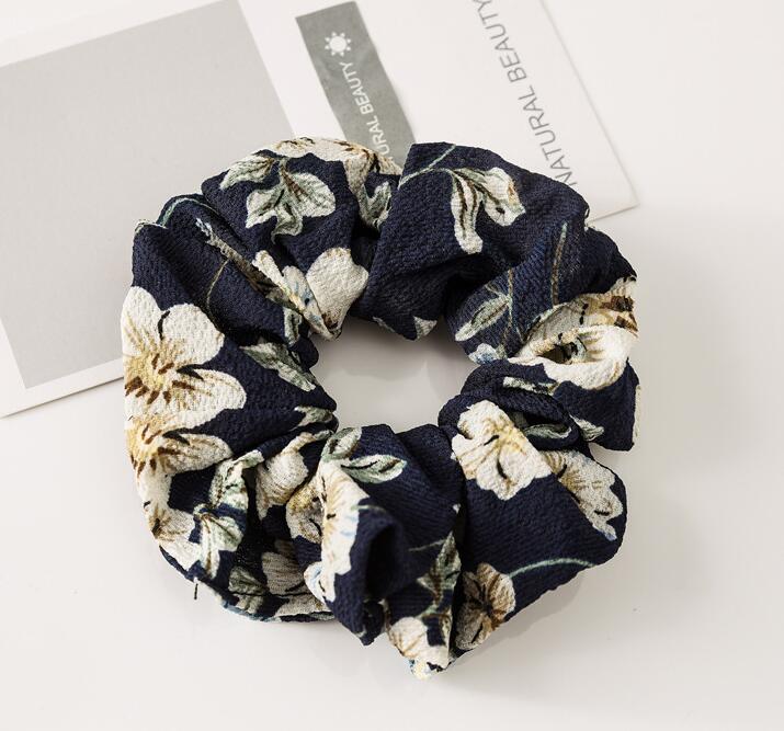 Spring Flower Headbands Hair Scrunchies Ponytail Holder Soft Stretchy Hair Ties Vintage Elastics Bands for Girls Accessories
