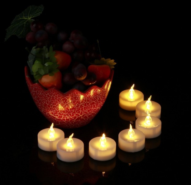 SXI 24 Pack Warm White Battery LED Lights Flameless Flickering light Dia 1.4" Electric Fake Candle for Votive Wedding Party