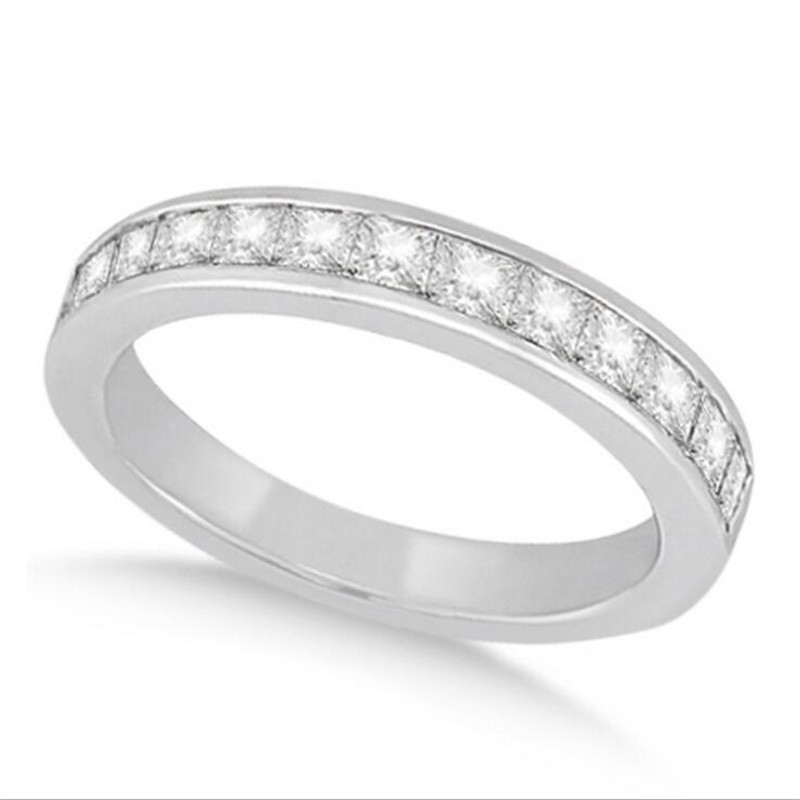 2020 Top Selling Luxury Jewelry 925 Sterling Silver Princess Cut Multi Topaz Gemstones Women Wedding Engagement Band Ring For Lover's Gift