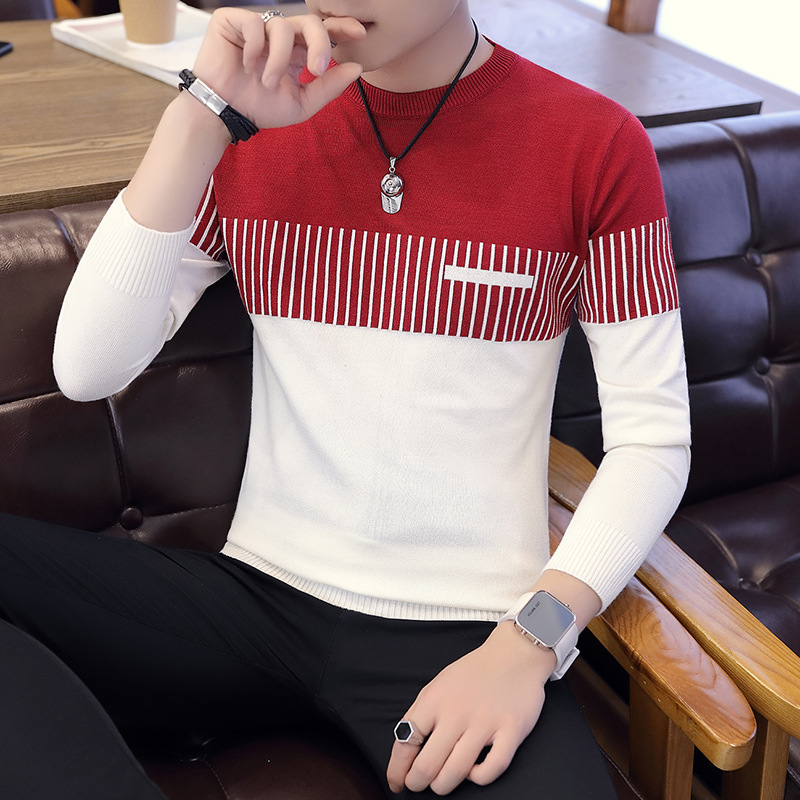 New Men Casual Cotton Sweater Patchwork O-neck Long Sleeve Slim Fit Pullover Autumn Winter Knitted Clothing Dropshopping, Burgundy
New Men Casual Cotton Sweater Patchwork O-neck Long Sleeve Slim Fit Pullover Autumn Winter Knitted Clothing Dropshopping, Burgundy