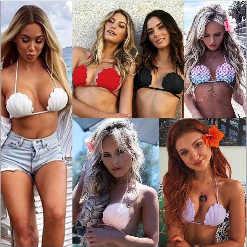 Bikini Tops 2019 Womens Sling backless shell mermaid swimsuit top ladies swimwear With chest pad Female Fashion sexy bikini 6 colors tops от DHgate WW