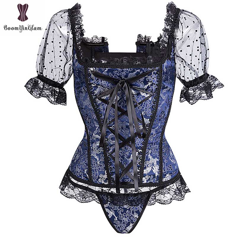Transparent Corset Clothes Corsets Princess Clothing Lace Up Corselet Short Sleeves Women Bustier Floral Bone Sexy Korset, Black
Transparent Corset Clothes Corsets Princess Clothing Lace Up Corselet Short Sleeves Women Bustier Floral Bone Sexy Korset, Black