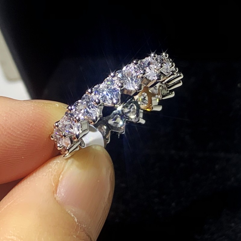 3 Style Top Selling Luxury Jewelry 925 Sterling Silver White Topaz CZ Diamond Party Promise Women Wedding Engagement Band Bridal Ring Gift