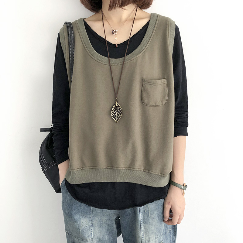 Women Spring Autumn Fashion Japan Harajuku Simple Style Round Neck Solid Color Sleeveless Waistcoat Female Casual Oversized Vest, Khaki
Women Spring Autumn Fashion Japan Harajuku Simple Style Round Neck Solid Color Sleeveless Waistcoat Female Casual Oversized Vest, Khaki