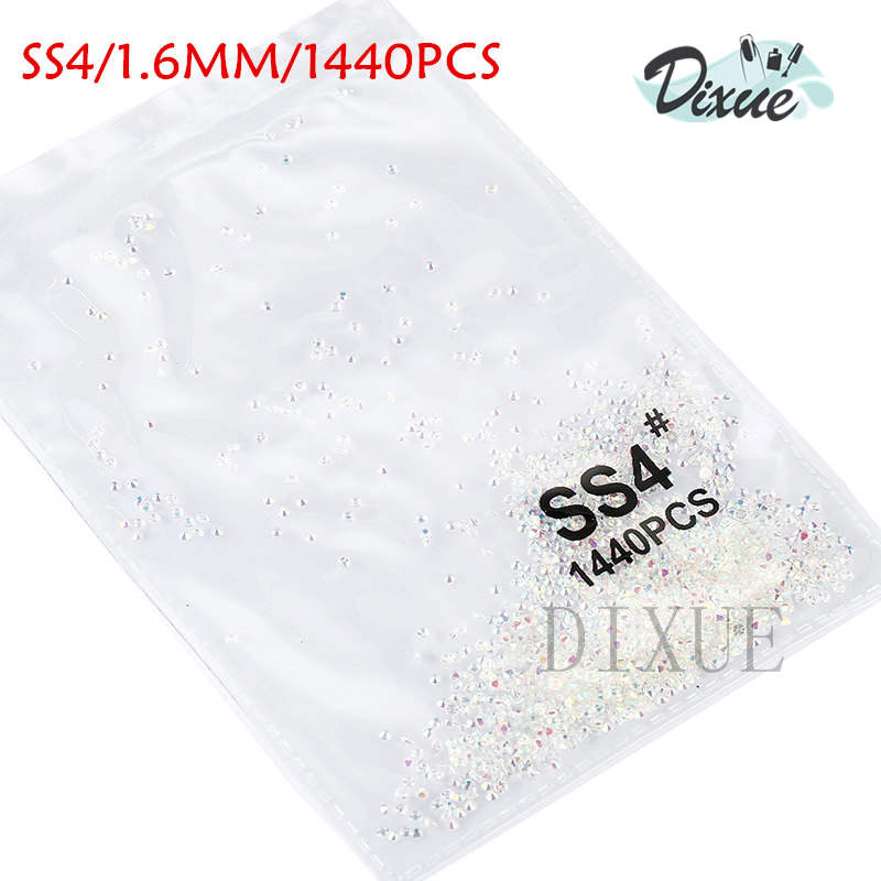 Nail Art Decorations SS3-ss8 1440pcs Clear Crystal AB Gold Flack 3D Non Fix FlatBack Rhinestones For Clothing 0731