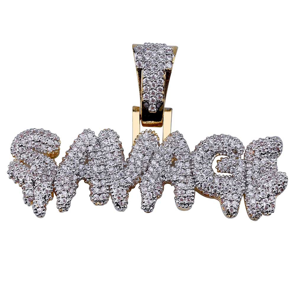 Mens Hip Hop Jewelry New Fashion Bling Letter SAVAGE Pendant Necklace with Silver Gold Twist Chain