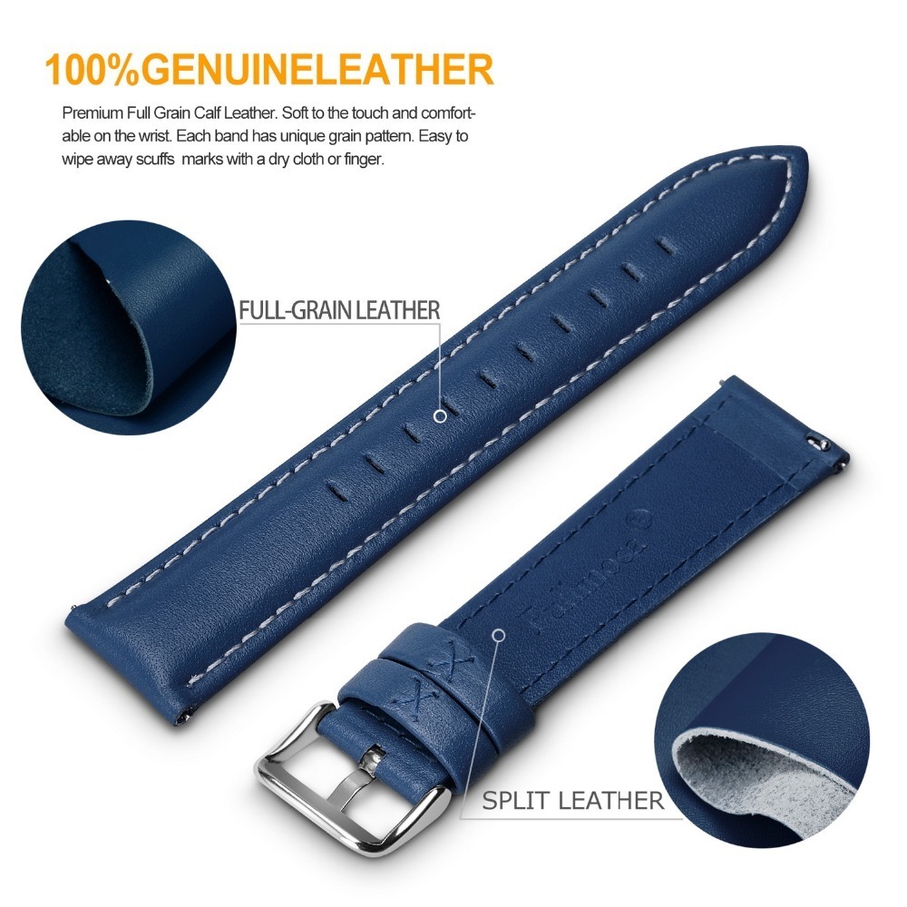 12 Colors For Quick Release Leather Watch Band, Axus Genuine Leather Watch Strap With Silver Or Gold Buckle 18mm,20mm,22mm,24mm Y19052301