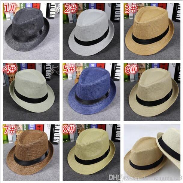 2019 fashion Men Women Straw Hats Soft Fedora Panama Hats Outdoor Stingy Brim Caps 8 Colors 
2019 fashion Men Women Straw Hats Soft Fedora Panama Hats Outdoor Stingy Brim Caps 8 Colors