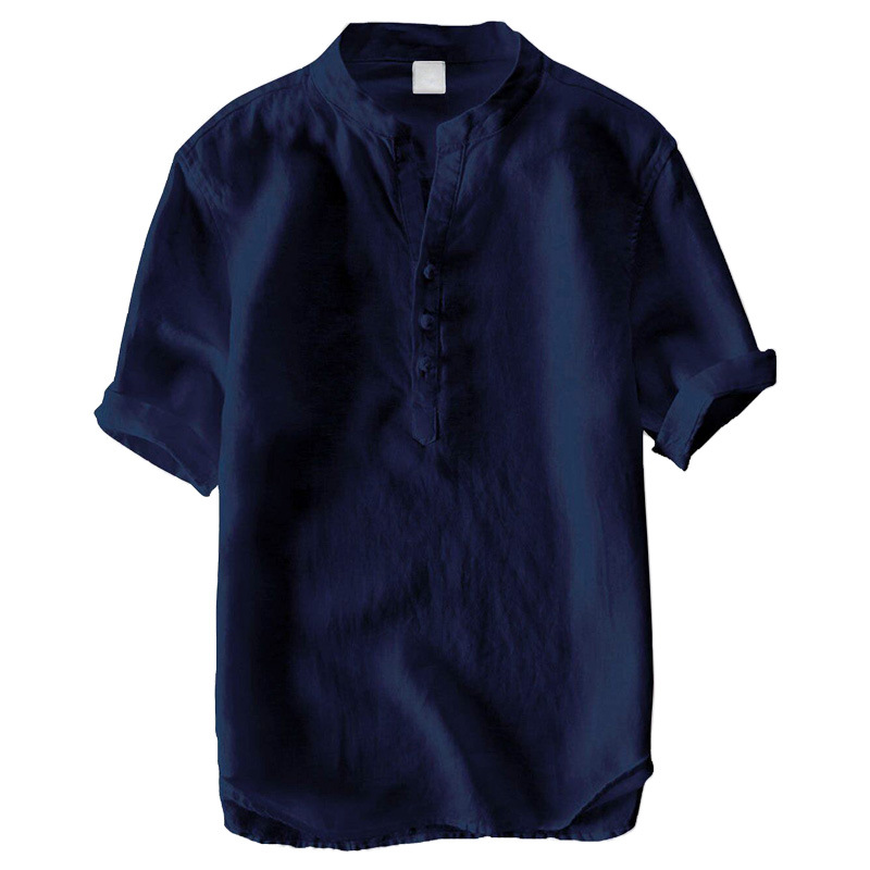 American size summer linen Shirt men's short sleeved shirts breathes Cool shirts European size loose shirts High Quality