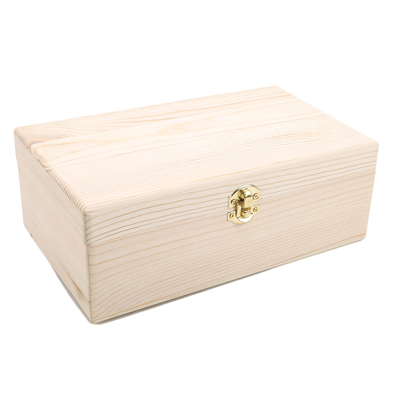 Wooden Storage Box Log Color Pine Rectangular Flip Solid Wood Gift Box Handmade Craft Jewelry Case
