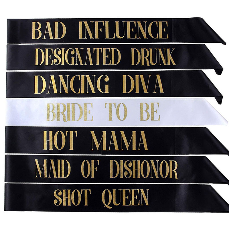 7pcs lot Bachelorette Sashes Bride to Be Sash Wedding Bridal Bachelorette Party Decorations Supplies Favors Short Queen Mama335V3328653