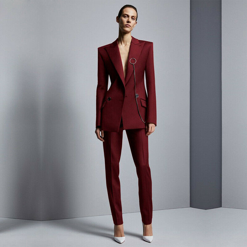 Wine Red 2020 Mother Of The Bride Pant Suits Women Business Work Uniform Formal Outfit For Weddings Tuxedos Blazer (Jacket+Pants)