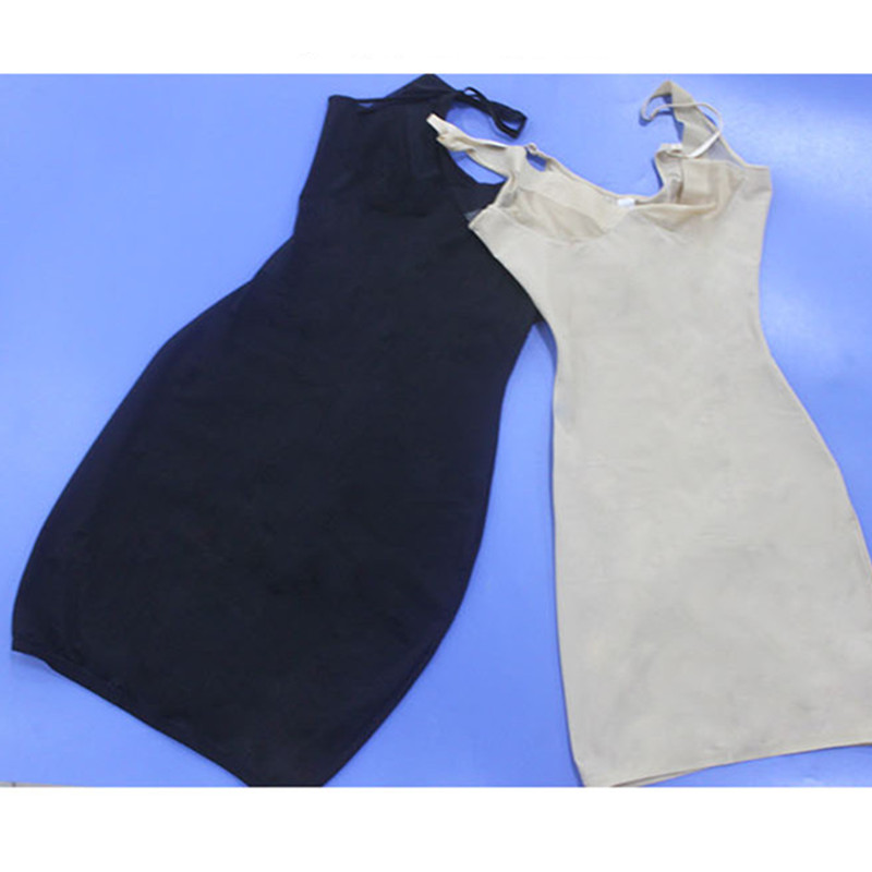 One-Piece U-shape Bust Comfort Tummy Control Slip Dress Women Sexy Butt Lifter Underwear Bodyshaper Slimming Shapewear Black Nude M-XL