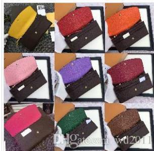 Wholesale genuine Leather Multicolor Wallet purse Date Code Designer Wallet long Wallet Card Holder Ms. Mens Classic Zip Pocket
