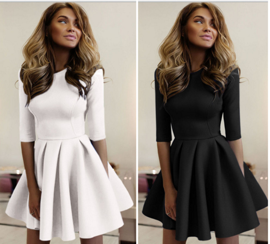 2019 Women's Summer Dress Women's Elegant Wedding Dress Tight Pleated Wavy Dress Five-color Large Size S-XL