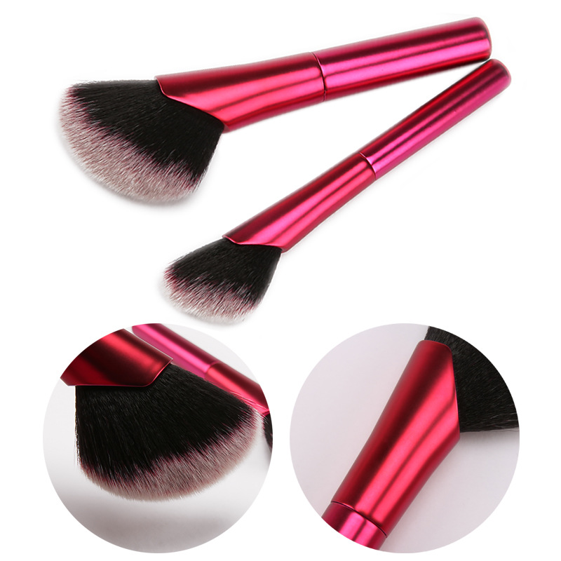 Slant Makeup Brushes Rose Red Aluminum Handle Brush Smooth Foundation Contour Cosmetic Brushes Blush Brush Beauty Tool Pinceles De Maquillaje Inclinad