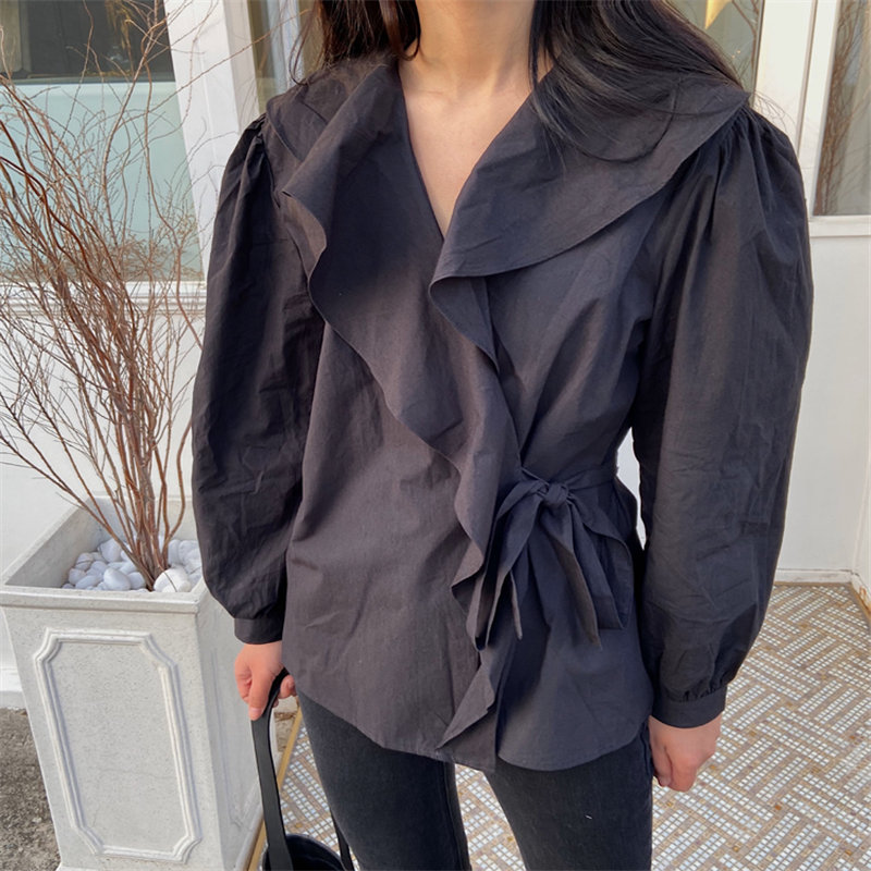 HziriP Minimalist Vintage Solid Ruffles 2020 V-Neck Full Sleeves Lace-Up Slim Blouses All Match High Quality Office Lady Shirts, White 
HziriP Minimalist Vintage Solid Ruffles 2020 V-Neck Full Sleeves Lace-Up Slim Blouses All Match High Quality Office Lady Shirts, White