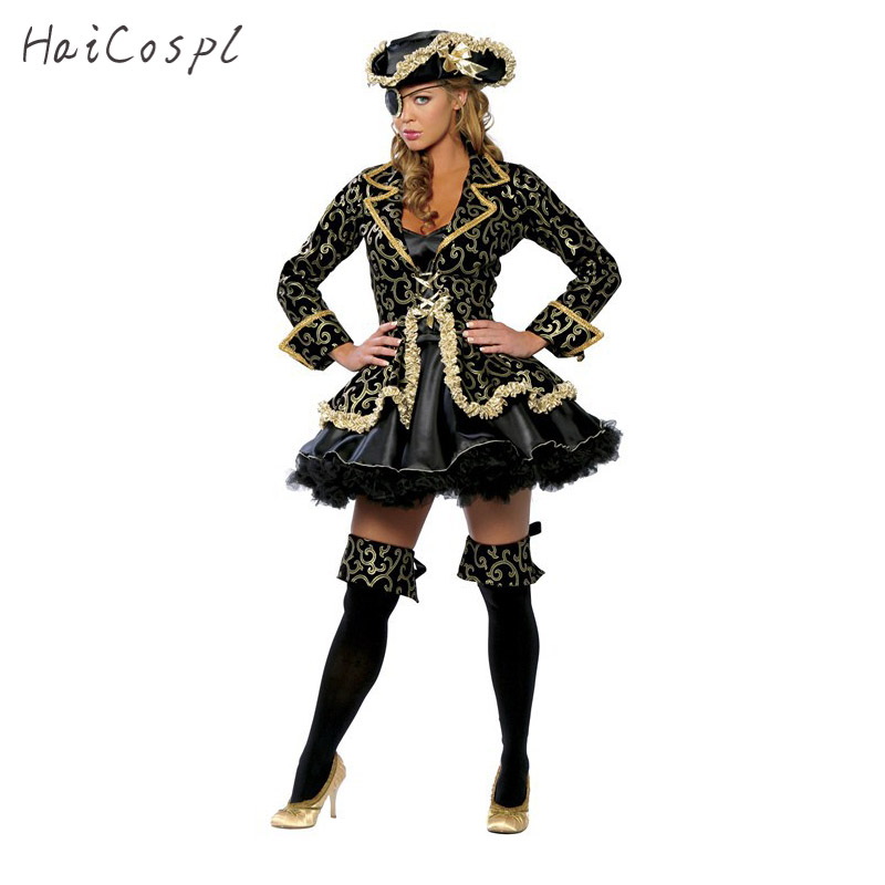 Pirate Costume Women Sexy Skirt Halloween Party Cosplay Fantasy Stage Performance Black Gold With Blinder Hat Carnival Outfit, Chinese size
Pirate Costume Women Sexy Skirt Halloween Party Cosplay Fantasy Stage Performance Black Gold With Blinder Hat Carnival Outfit, Chinese size